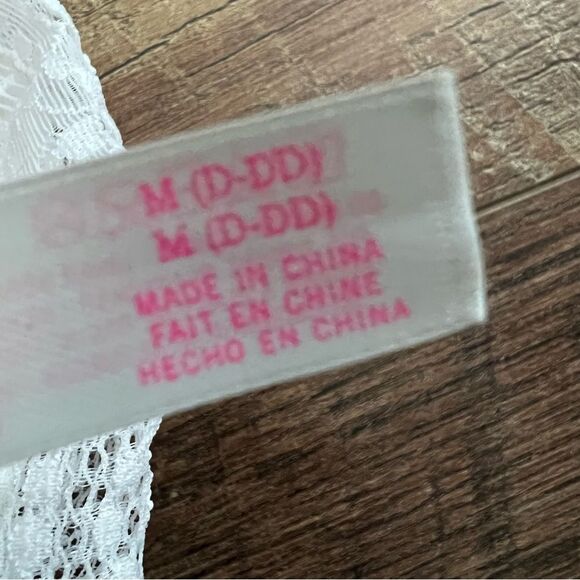 White Victoria's Secret PINK Eyelash Lace High Neck Push Up Bralette Sz Medium - Picture 10 of 15